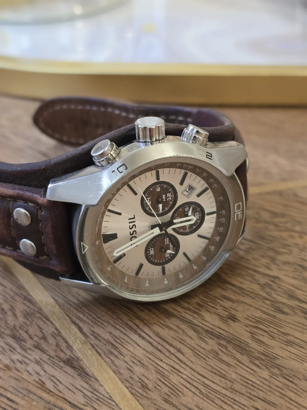 Fossil Men's Brown Leather Chronograph Watch